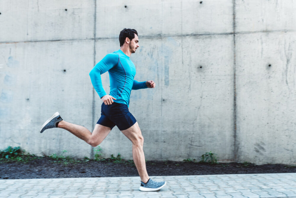 young man doing cardio